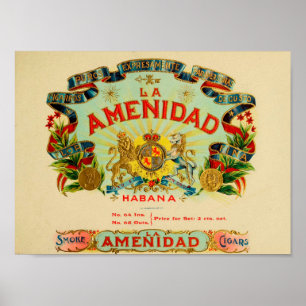 Póster Etiqueta de caja de cigarros antigua