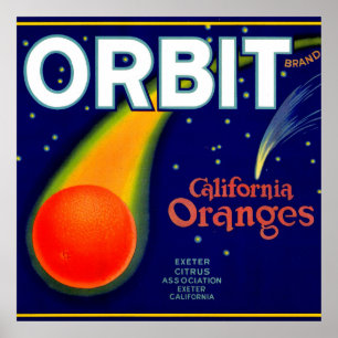 Póster Etiqueta de caja de frutas de los Naranjas de órbi