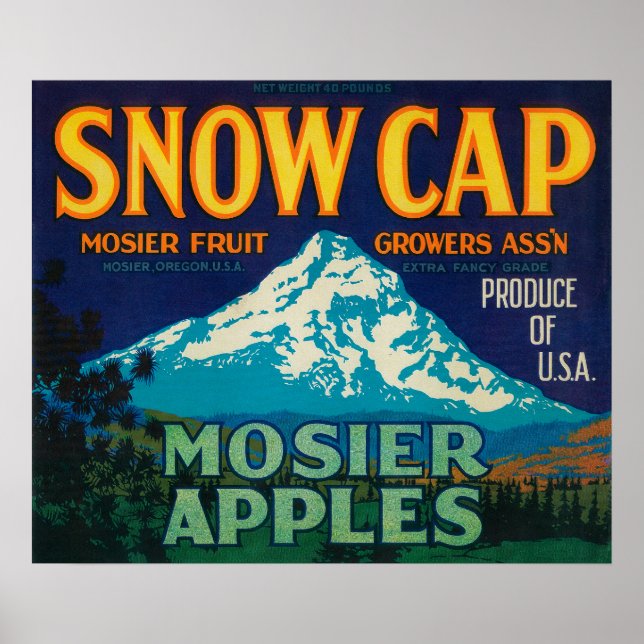 Póster Etiqueta de caja de la cubierta de nieve de AppleM (Frente)