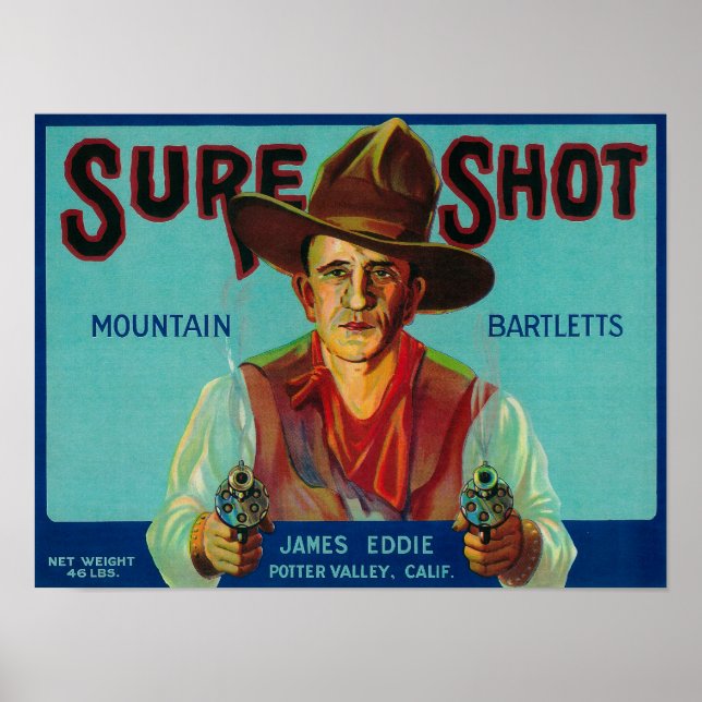 Póster Etiqueta de caja de Oso Seguro ShotPotter Valley,  (Frente)