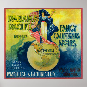 Póster Etiqueta de canal de Apple del Pacífico de Panamá