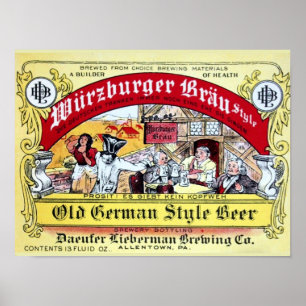 Póster Etiqueta de cerveza Daeufer-Lieberman Vintage 1935