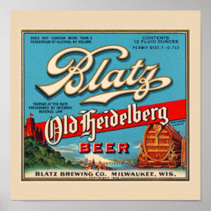 Póster Etiqueta de cerveza vintage Blatz Old Heidelberg r