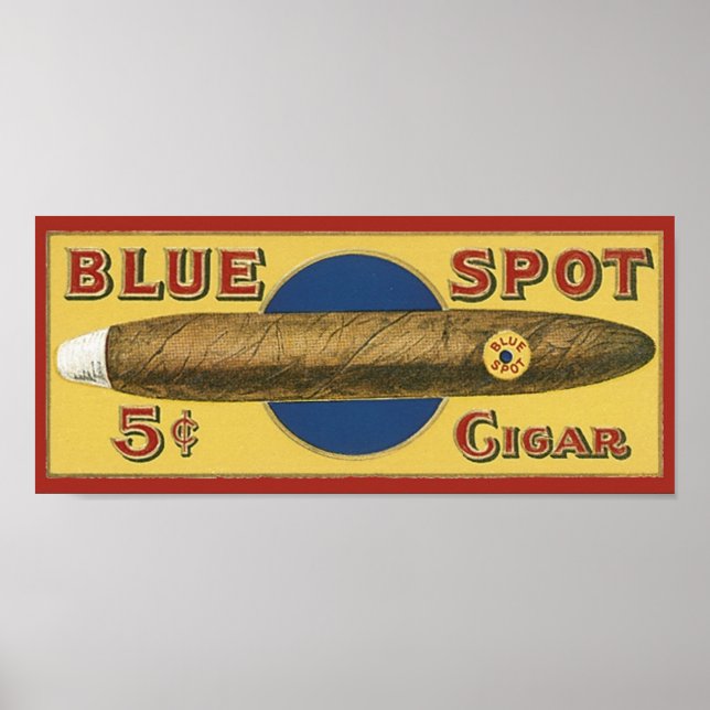 Póster Etiqueta de Cigar de Blue Spot (Frente)