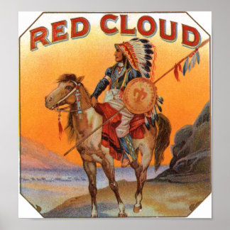 Póster Etiqueta de Cigar de Nube Roja