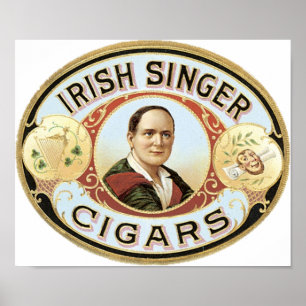 Póster Etiqueta de cigarrillo de cantante irlandés