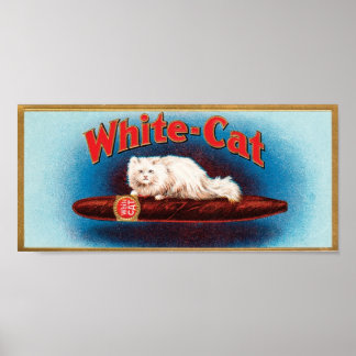 Póster Etiqueta de cigarrillo de gato blanco