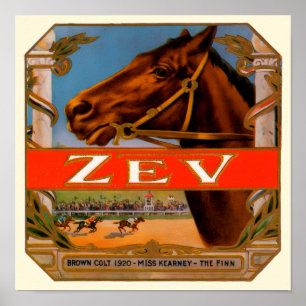 Póster Etiqueta de cigarro vintage, Colt marrón de caball