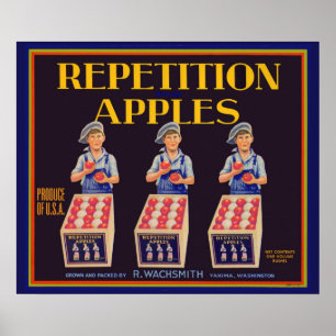 Póster Etiqueta de creación de manzanas de repetición de
