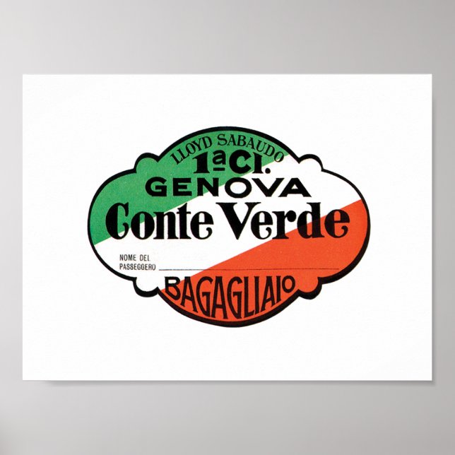 Póster Etiqueta de equipaje de Conte Verde (Frente)