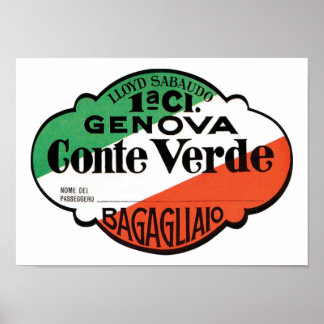 Póster Etiqueta de equipaje Genova Conte Verde