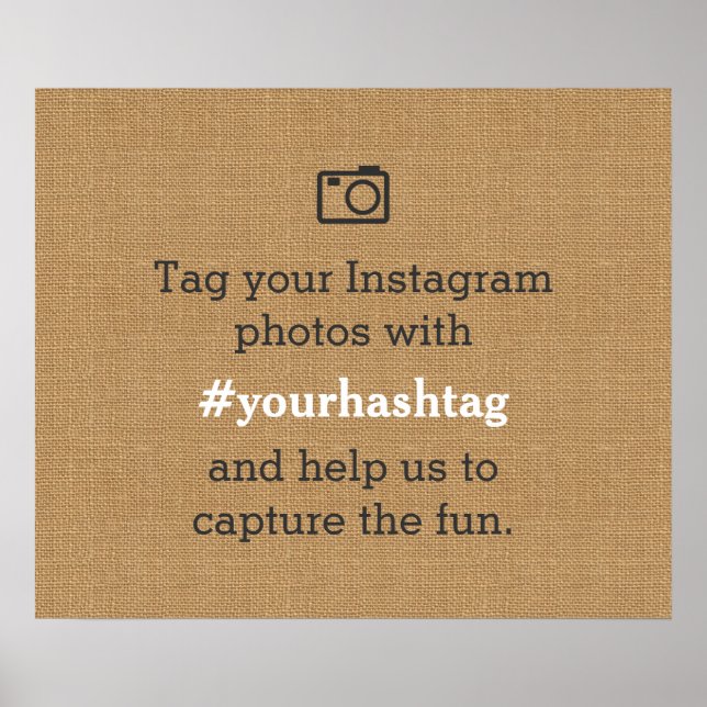 Póster Etiqueta de Fotos de Boda Rústica Arpillera (Frente)