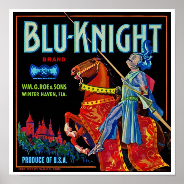 Póster Etiqueta de fruta Blu Knight (Frente)