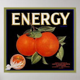 Póster Etiqueta de Frutas Naranjas de California Marca En
