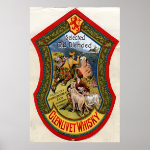 Póster Etiqueta de Glenlivet Whisky, 1897