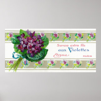 Póster Etiqueta de jabón de violetasParís, Francia