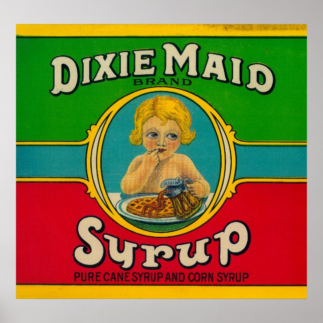 Póster Etiqueta de jarabe de doncella para Dixie Maid en  (Frente)