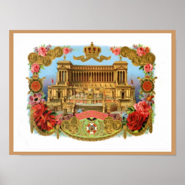 Póster Etiqueta de la caja de puros de época - Roma (Frente)