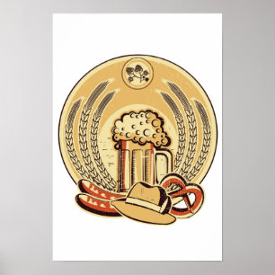 Póster Etiqueta de la cerveza Oktoberfest Gráfico vintage