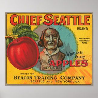 Póster Etiqueta de la marca principal de Seattle para man