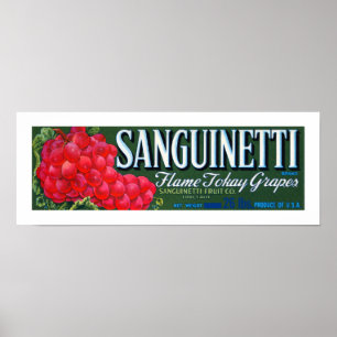 Póster Etiqueta de las uvas de Sanguinetti