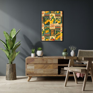 Póster Etiqueta de Limón Vintage – Fruta Cítrica Retro