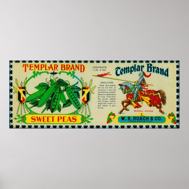 Póster Etiqueta de los arcos templariosGrand Rapids, MI