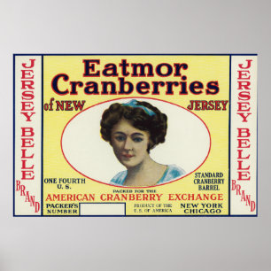 Póster Etiqueta de marca de los arándanos de Eatmor de la
