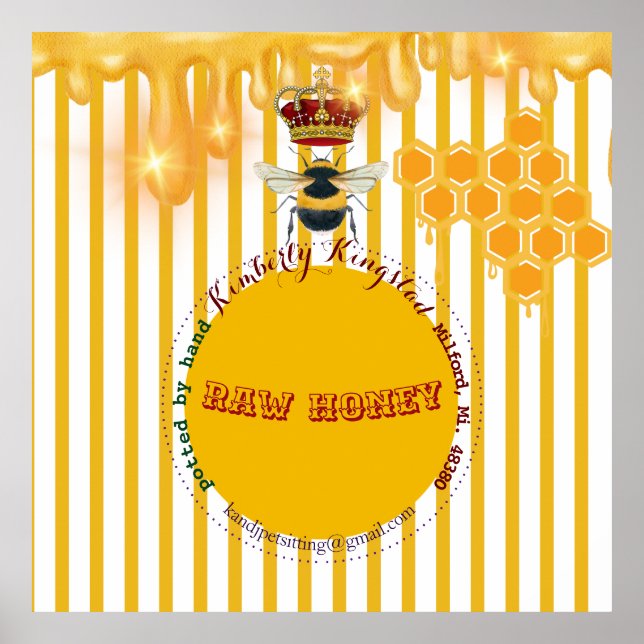 Póster etiqueta de miel cruda tan hermosa (Frente)