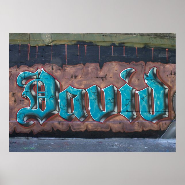 Póster Etiqueta de nombre de graffiti: David (Frente)
