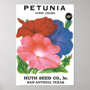Póster Etiqueta de paquete de semillas de época, flores d