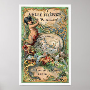Póster Etiqueta de Perfume de París antigua