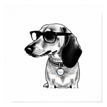 Etiqueta de personalizable Cute Dachshund con gafa
