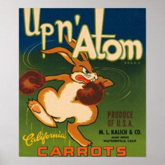 Póster Etiqueta De Rótulo Vintage De Átomo Arriba
