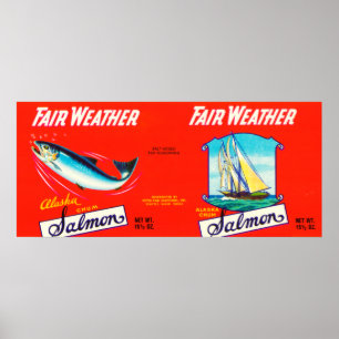 Póster Etiqueta de salmón de la marca del clima justo - S