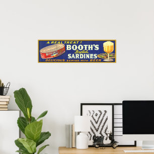 Póster Etiqueta de sardinas a la parrilla de la marca Boo