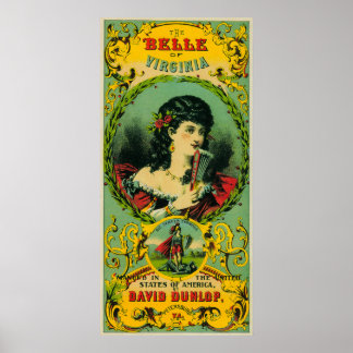 Póster Etiqueta de tabaco de Belle Virginia, Petersburgo,