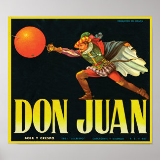 Póster Etiqueta de tasa de rendimiento de Don Juan Vintag