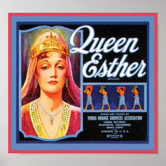 Póster Etiqueta de tasa de vintage de Queen Esther