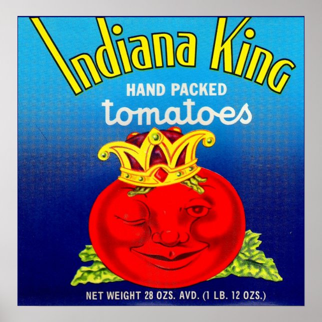 Póster Etiqueta de tomates Indiana King (Frente)