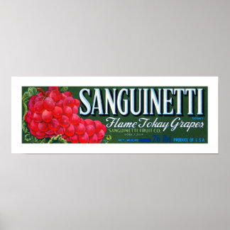 Póster Etiqueta de uvas sanguinetti