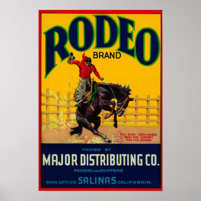 Póster Etiqueta de Verdura de RodeoSalinas, CA (Frente)