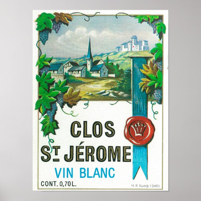 Póster Etiqueta de vino Clos St. JermoeEuropa (Frente)