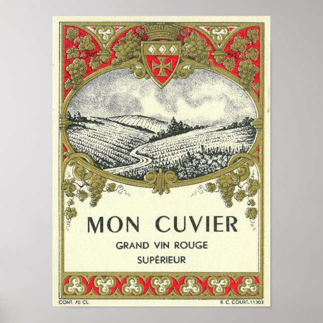 Póster Etiqueta de vino de Cuvier MonEurope (Frente)