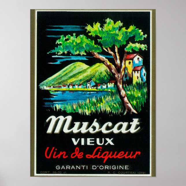 Póster Etiqueta de vino de Muscat VieuxEurope (Frente)
