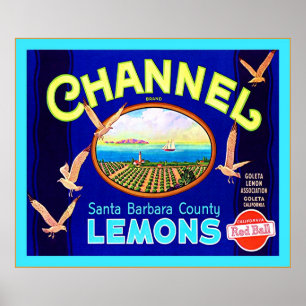 Póster Etiqueta del cajón de la fruta del vintage