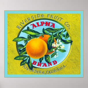 Póster Etiqueta del cajón de la fruta del vintage