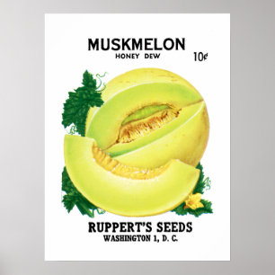 Póster Etiqueta del paquete de semillas de Muskmelon