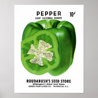 Póster Etiqueta del paquete de semillas de Pepper