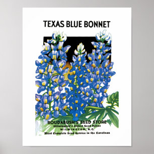 Póster Etiqueta del paquete de semillas de Texas Blue Bon